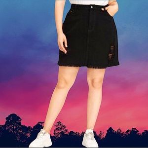 ❤️🆕Women’s Plussize Black distressed high-waisted Denim Jean mini Skirt-3X